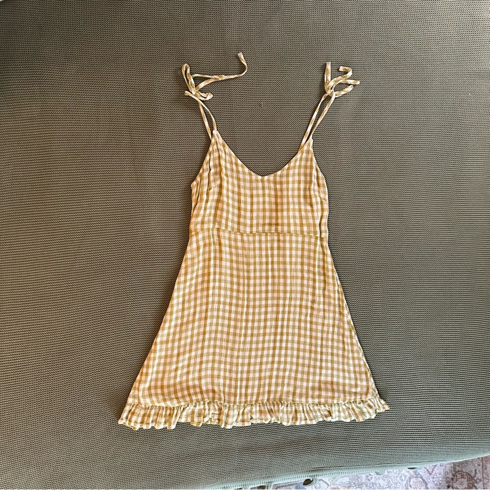Billabong Olive and White Checkered Top